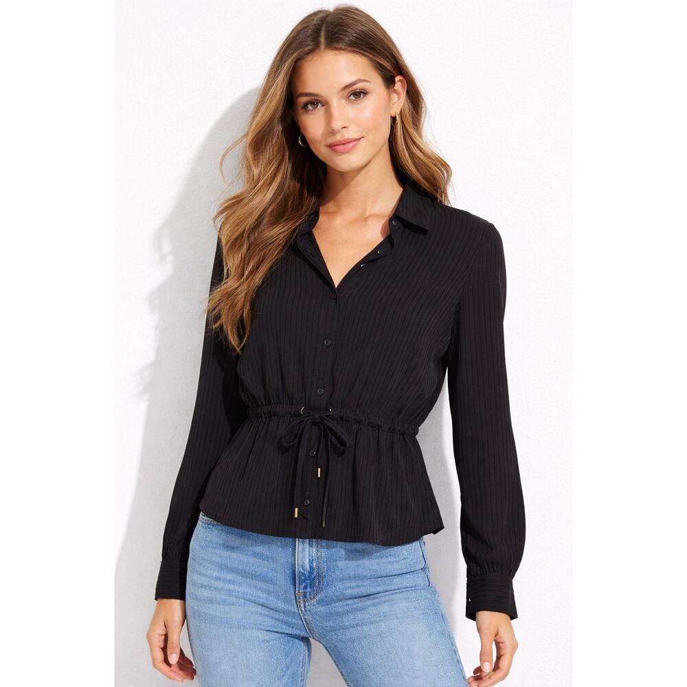 Calvin Klein Black Long Sleeve Button Down Top Women’s size Small